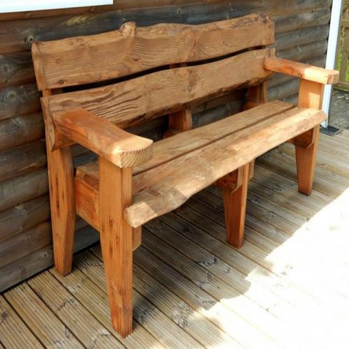 Image for Hand Made Waney Bench Larch 4ft - Arms