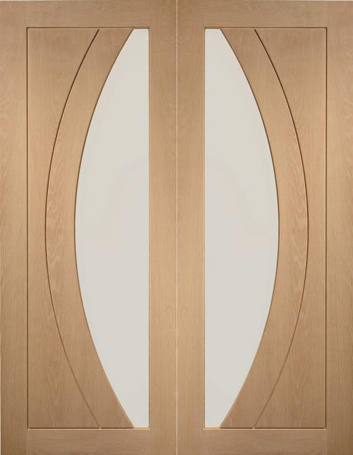 Image for Internal Oak Salerno Pair with Clear Flat Glass - 1981 x 1168 x 40mm ( 46
