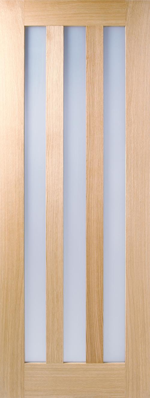 Image for 78X30 OAK UTAH INTERIOR DOOR 3L WITH FROSTED GLASS PREFINISHED